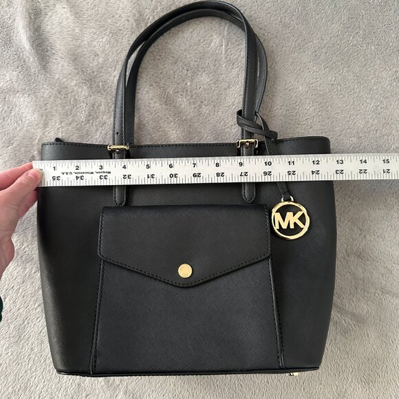 Michael Kors Black Jet Set Leather Shoulder Bag Tote Purse Handbag - Picture 5 of 8